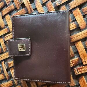 Givenchy Vintage 90s Brown Leather Wallet Classic Luxury 4G Logo OS